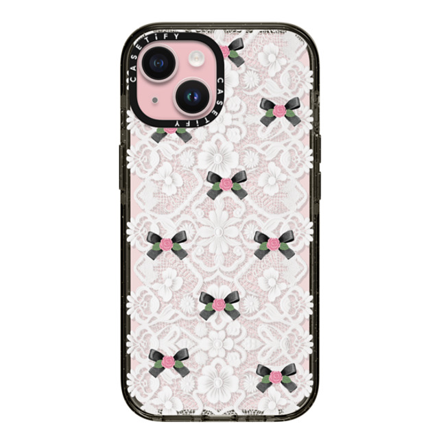 CASETiFY iPhone 15 ケース ブラック インパクトケース Floral Bow Sweetie darlenealbert