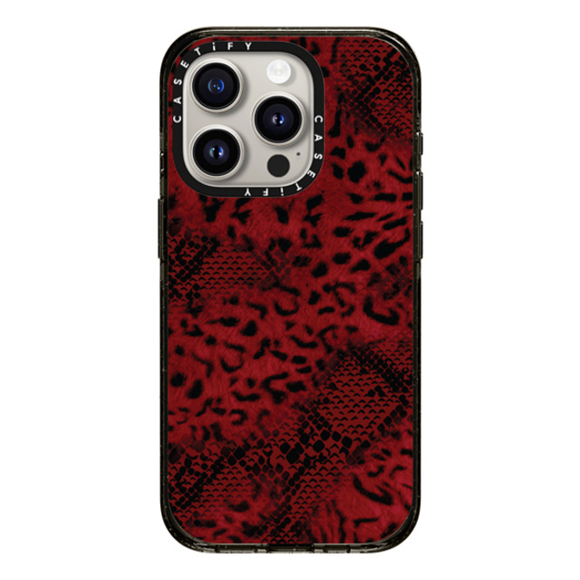 CASETiFY iPhone 15 Pro ケース ブラック インパクトケース Leopard Dark Red Leopard