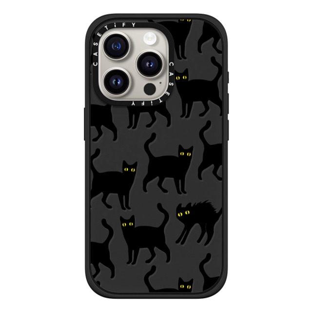 CASETiFY iPhone 15 Pro ケース マットブラック インパクトケース MagSafe対応 Black Cats darlenealbert