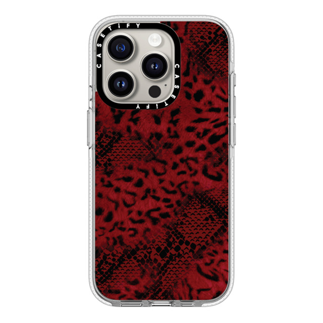 CASETiFY iPhone 15 Pro ケース クリア クリア ケース MagSafe対応 Leopard Dark Red Leopard