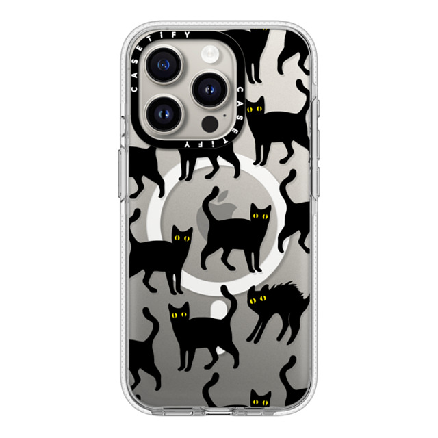 CASETiFY iPhone 15 Pro ケース クリア クリア ケース MagSafe対応 Black Cats darlenealbert