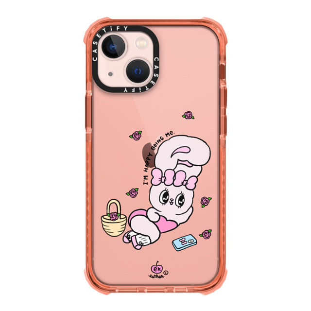 Esther Bunny x CASETiFY iPhone 13 Mini Case Bunny,Animal Peach ウルトラインパクトケース Happy Being Me Back to School Esther Bunny x CASETiFY iPhone 13 Mini Case Bunny,Animal Peach ウルトラインパクトケース Happy Being Me Back to School