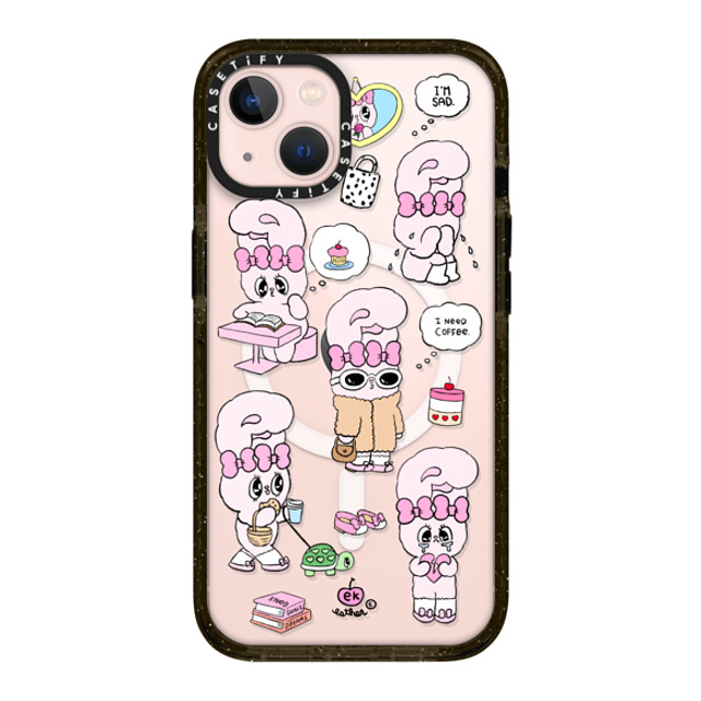 Esther Bunny x CASETiFY iPhone 13 ケース ブラック インパクトケース MagSafe対応 I need coffee