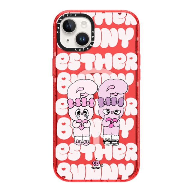 Esther Bunny x CASETiFY iPhone 14 Plus ケース レッド インパクトケース MagSafe対応 Heartbreak makes me stronger