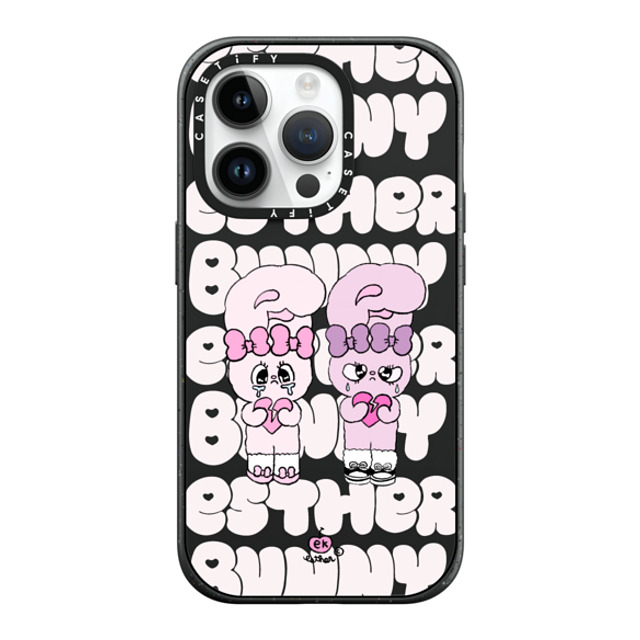 Esther Bunny x CASETiFY iPhone 14 Pro ケース マットブラック インパクトケース MagSafe対応 Heartbreak makes me stronger