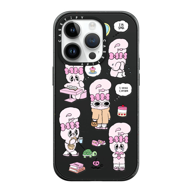 Esther Bunny x CASETiFY iPhone 14 Pro ケース マットブラック インパクトケース MagSafe対応 I need coffee