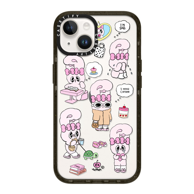 Esther Bunny x CASETiFY iPhone 14 ケース ブラック インパクトケース I need coffee