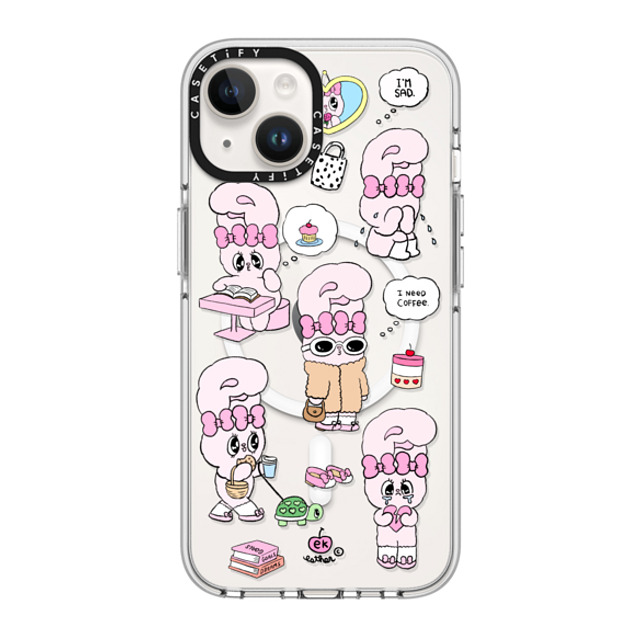 Esther Bunny x CASETiFY iPhone 14 ケース クリア クリア ケース MagSafe対応 I need coffee