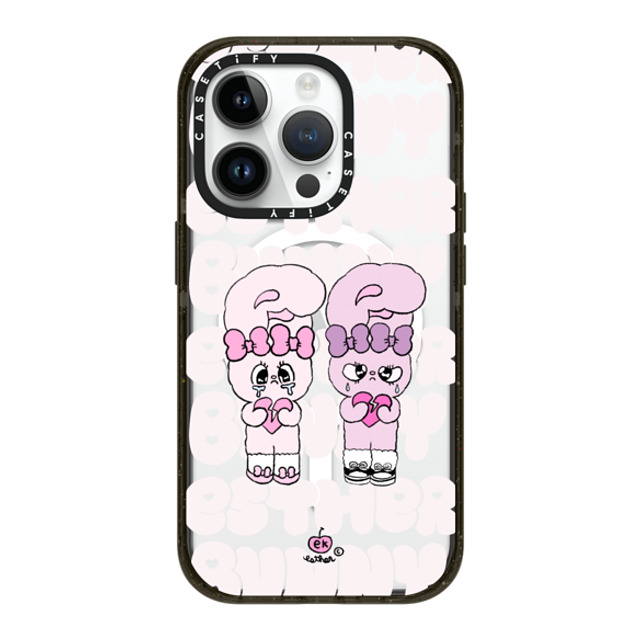 Esther Bunny x CASETiFY iPhone 14 Pro ケース ブラック インパクトケース MagSafe対応 Heartbreak makes me stronger