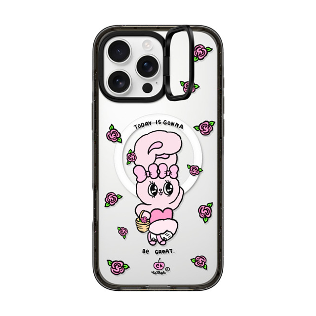 Esther Bunny x CASETiFY iPhone 16 Pro Max ケース ブラック インパクトリングスタンドケース MagSafe対応 Today is Gonna be Great