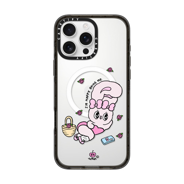 Esther Bunny x CASETiFY iPhone 16 Pro Max Case Bunny,Animal Black Impact Case MagSafe Compatible Happy Being Me Back to School Esther Bunny x CASETiFY iPhone 16 Pro Max Case Bunny,Animal Black Impact Case MagSafe Compatible Happy Being Me Back to School