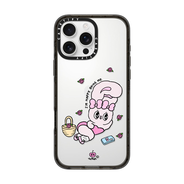 Esther Bunny x CASETiFY iPhone 16 Pro Max ケース Bunny,Animal ブラック インパクトケース Happy Being Me Back to School Esther Bunny x CASETiFY iPhone 16 Pro Max ケース Bunny,Animal ブラック インパクトケース Happy Being Me Back to School