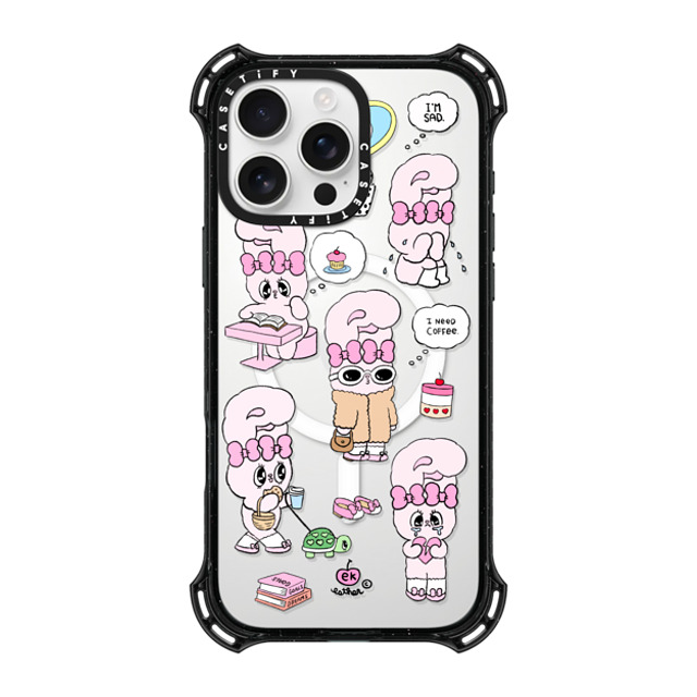 Esther Bunny x CASETiFY iPhone 16 Pro Max ケース ブラック バウンスケース I need coffee