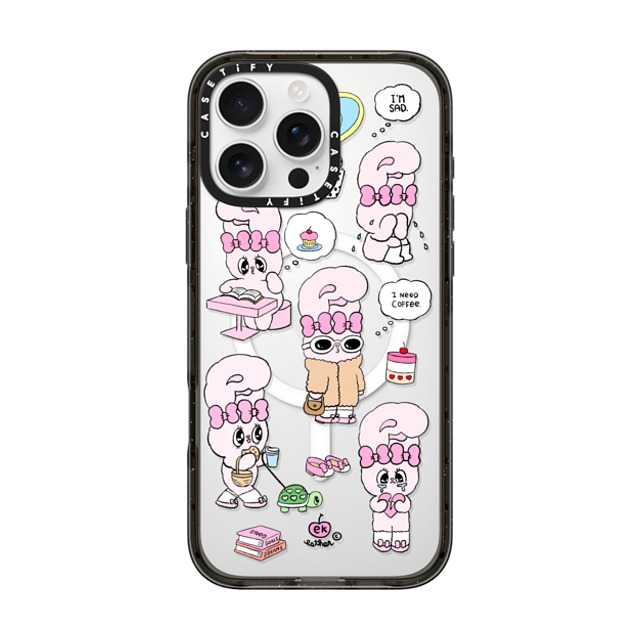 Esther Bunny x CASETiFY iPhone 16 Pro Max ケース ブラック インパクトケース MagSafe対応 I need coffee