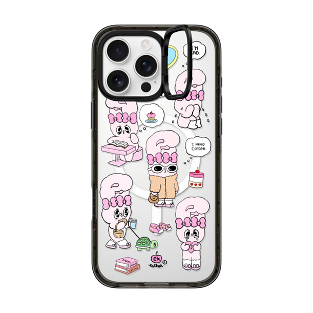 Esther Bunny x CASETiFY iPhone 16 Pro Max ケース ブラック インパクトリングスタンドケース MagSafe対応 I need coffee