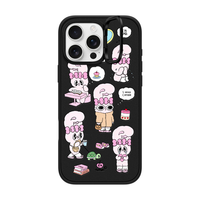 Esther Bunny x CASETiFY iPhone 16 Pro Max ケース マットブラック インパクトリングスタンドケース MagSafe対応 I need coffee