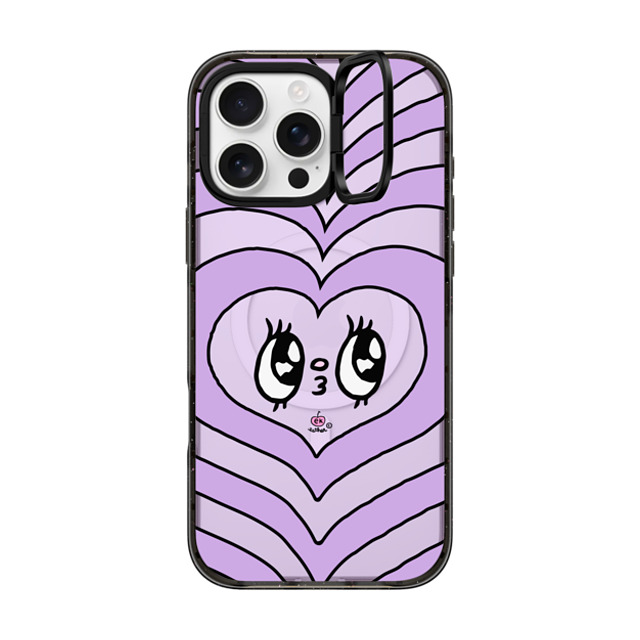 Esther Bunny x CASETiFY iPhone 16 Pro Max ケース ブラック インパクトリングスタンドケース MagSafe対応 Heart beam face