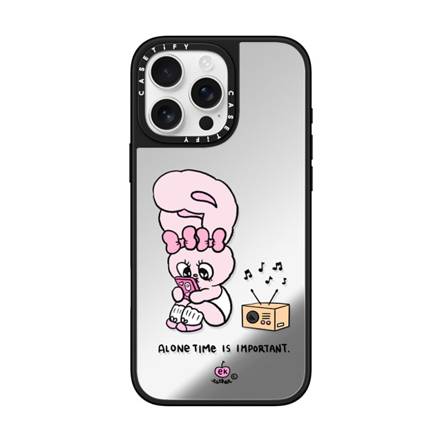 Esther Bunny x CASETiFY iPhone 16 Pro Max ケース Bunny,Animal Silver on Black ミラーケース MagSafe対応 Alone Time Back to School Esther Bunny x CASETiFY iPhone 16 Pro Max ケース Bunny,Animal Silver on Black ミラーケース MagSafe対応 Alone Time Back to School