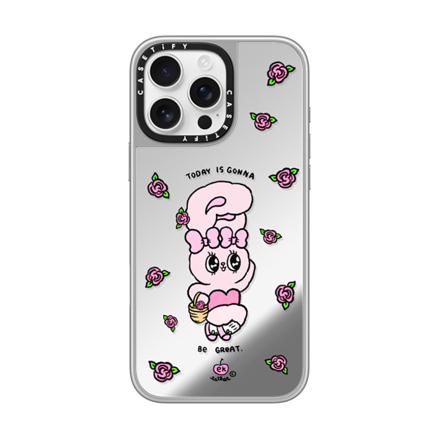 Esther Bunny x CASETiFY iPhone 16 Pro Max ケース シルバー (シルバーバンパー) ミラーケース MagSafe対応 Today is Gonna be Great