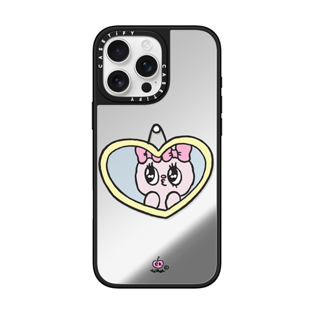 Esther Bunny x CASETiFY iPhone 16 Pro Max ケース Silver on Black ミラーケース MagSafe対応 I Love Me