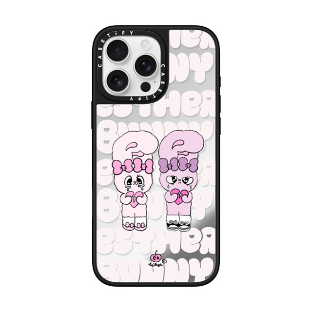 Esther Bunny x CASETiFY iPhone 16 Pro Max ケース Silver on Black ミラーケース MagSafe対応 Heartbreak makes me stronger