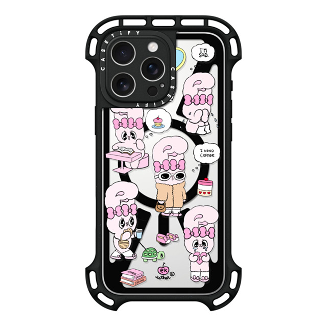 Esther Bunny x CASETiFY iPhone 16 Pro Max ケース ブラック ウルトラ バウンスケース MagSafe対応 I need coffee