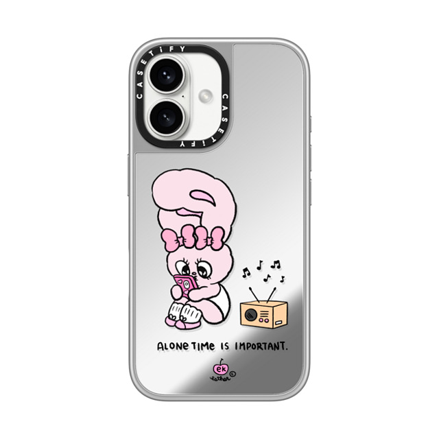 Esther Bunny x CASETiFY iPhone 16 Case Bunny,Animal シルバー (シルバーバンパー) ミラーケース MagSafe対応 Alone Time Back to School Esther Bunny x CASETiFY iPhone 16 Case Bunny,Animal シルバー (シルバーバンパー) ミラーケース MagSafe対応 Alone Time Back to School