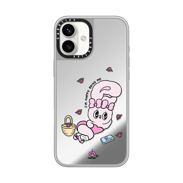 Esther Bunny x CASETiFY iPhone 16 Plus Case Bunny,Animal シルバー (シルバーバンパー) ミラーケース MagSafe対応 Happy Being Me Father's Day Esther Bunny x CASETiFY iPhone 16 Plus Case Bunny,Animal シルバー (シルバーバンパー) ミラーケース MagSafe対応 Happy Being Me Father's Day