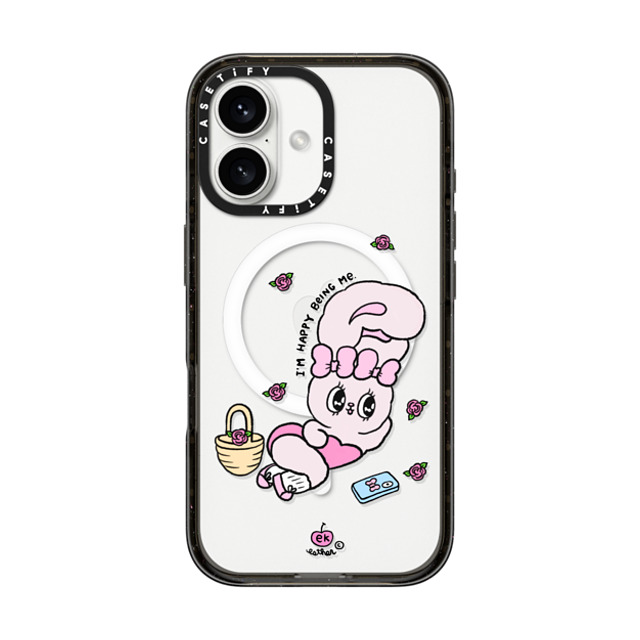 Esther Bunny x CASETiFY iPhone 16 ケース Bunny,Animal ブラック インパクトケース MagSafe対応 Happy Being Me Father's Day Esther Bunny x CASETiFY iPhone 16 ケース Bunny,Animal ブラック インパクトケース MagSafe対応 Happy Being Me Father's Day