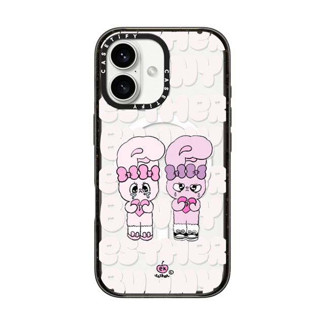 Esther Bunny x CASETiFY iPhone 16 ケース ブラック インパクトケース MagSafe対応 Heartbreak makes me stronger