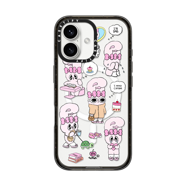 Esther Bunny x CASETiFY iPhone 16 ケース ブラック インパクトケース MagSafe対応 I need coffee