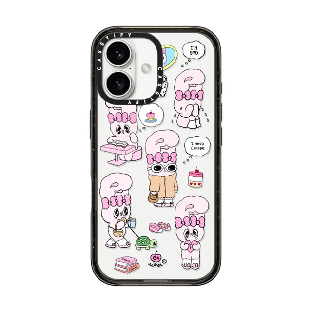 Esther Bunny x CASETiFY iPhone 16 ケース ブラック インパクトケース I need coffee