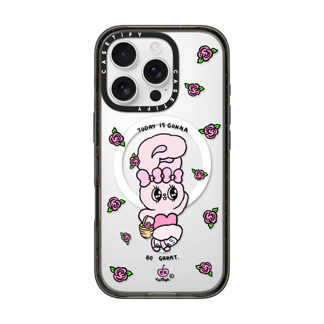 Esther Bunny x CASETiFY iPhone 16 Pro ケース ブラック インパクトケース MagSafe対応 Today is Gonna be Great