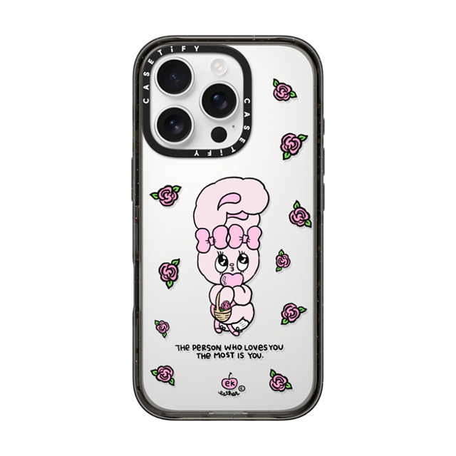 Esther Bunny x CASETiFY iPhone 16 Pro ケース Bunny,Animal ブラック インパクトケース Love Yourself Father's Day Esther Bunny x CASETiFY iPhone 16 Pro ケース Bunny,Animal ブラック インパクトケース Love Yourself Father's Day