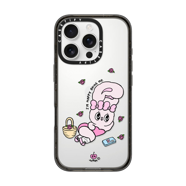 Esther Bunny x CASETiFY iPhone 16 Pro ケース Bunny,Animal ブラック インパクトケース Happy Being Me Mother's Day Esther Bunny x CASETiFY iPhone 16 Pro ケース Bunny,Animal ブラック インパクトケース Happy Being Me Mother's Day