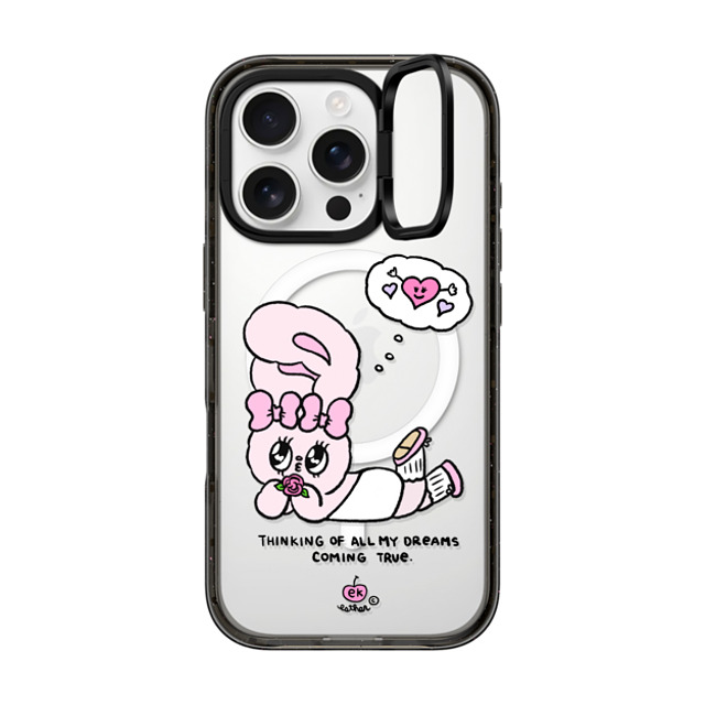 Esther Bunny x CASETiFY iPhone 16 Pro ケース ブラック インパクトリングスタンドケース MagSafe対応 Dreams Come True