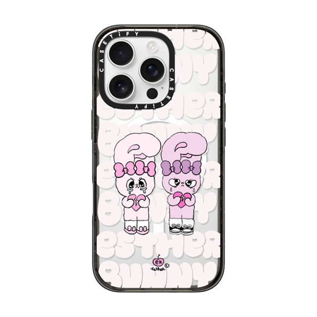 Esther Bunny x CASETiFY iPhone 16 Pro ケース ブラック インパクトケース MagSafe対応 Heartbreak makes me stronger