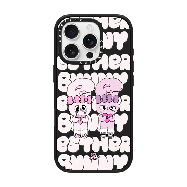 Esther Bunny x CASETiFY iPhone 16 Pro ケース マットブラック インパクトケース MagSafe対応 Heartbreak makes me stronger