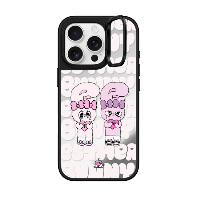 Esther Bunny x CASETiFY iPhone 16 Pro Case Silver on Black ミラー リングスタンドケース MagSafe対応 Heartbreak makes me stronger Esther Bunny x CASETiFY iPhone 16 Pro Case Silver on Black ミラー リングスタンドケース MagSafe対応 Heartbreak makes me stronger
