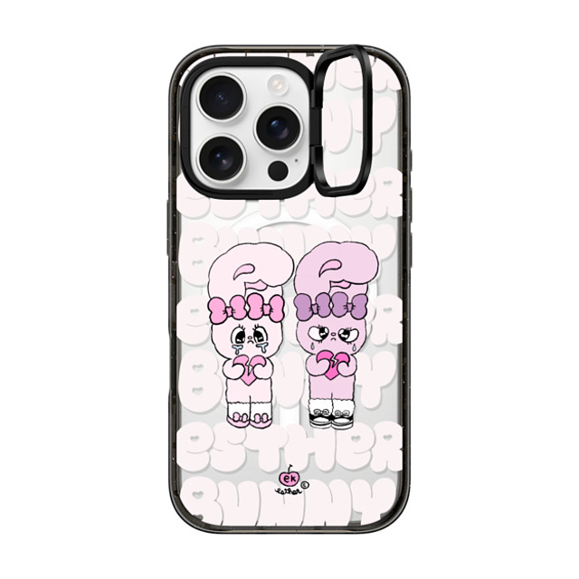 Esther Bunny x CASETiFY iPhone 16 Pro ケース ブラック インパクトリングスタンドケース MagSafe対応 Heartbreak makes me stronger