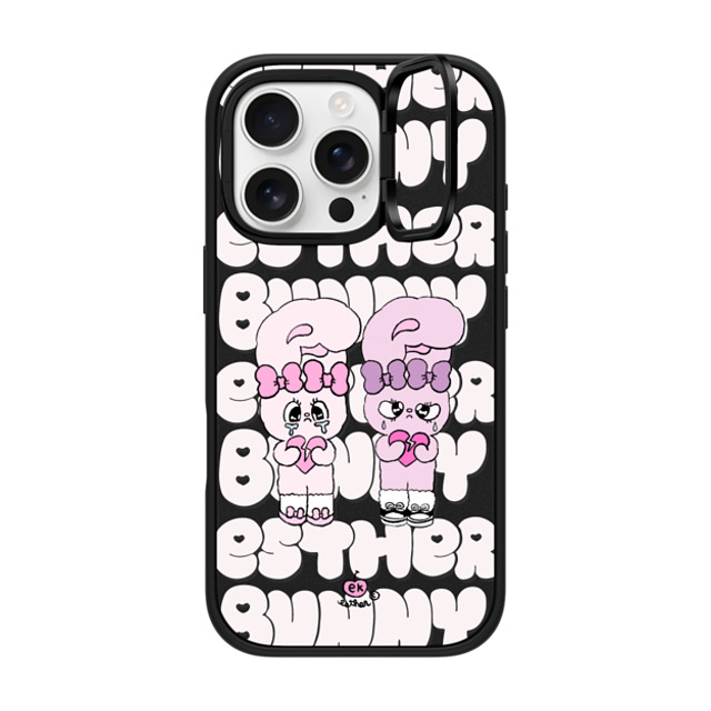 Esther Bunny x CASETiFY iPhone 16 Pro ケース マットブラック インパクトリングスタンドケース MagSafe対応 Heartbreak makes me stronger