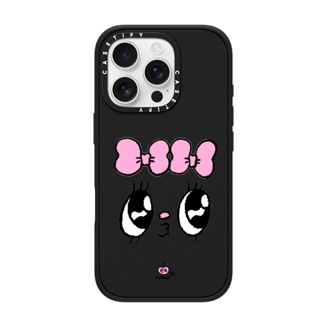 Esther Bunny x CASETiFY iPhone 16 Pro ケース マットブラック インパクトケース MagSafe対応 Kisses for who?