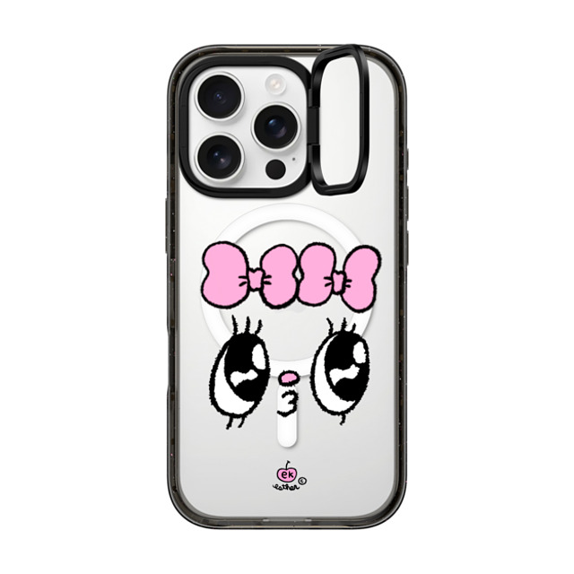 Esther Bunny x CASETiFY iPhone 16 Pro ケース ブラック インパクトリングスタンドケース MagSafe対応 Kisses for who?