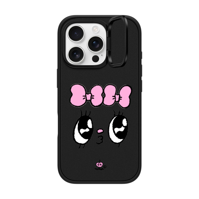 Esther Bunny x CASETiFY iPhone 16 Pro ケース マットブラック インパクトリングスタンドケース MagSafe対応 Kisses for who?