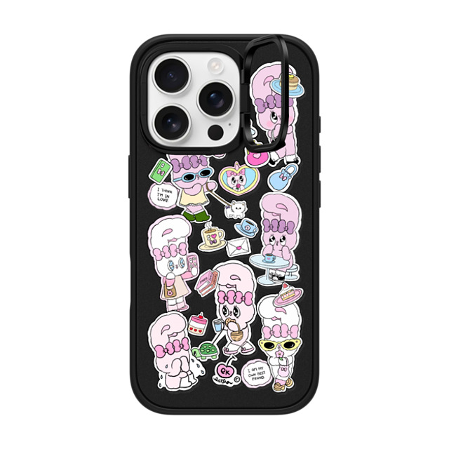 Esther Bunny x CASETiFY iPhone 16 Pro ケース マットブラック インパクトリングスタンドケース MagSafe対応 Bunny Life