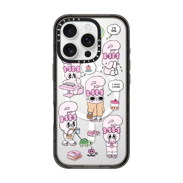 Esther Bunny x CASETiFY iPhone 16 Pro ケース ブラック インパクトケース MagSafe対応 I need coffee