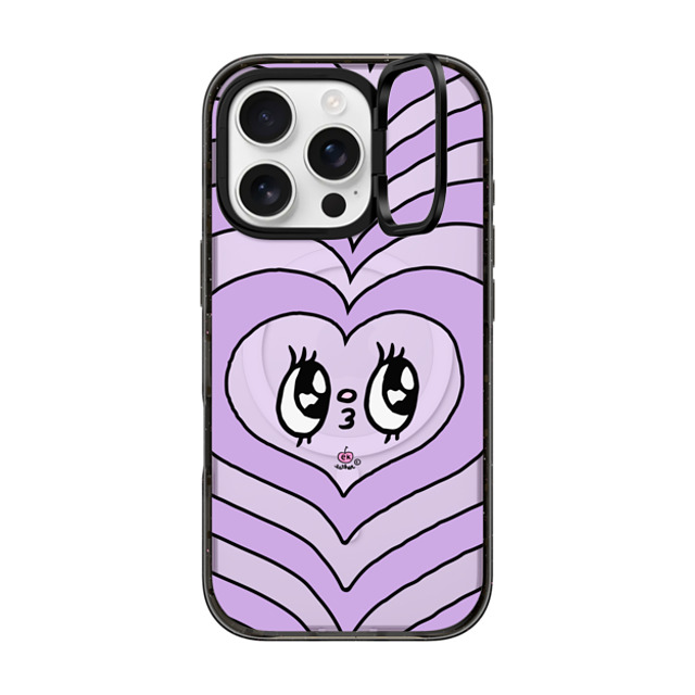 Esther Bunny x CASETiFY iPhone 16 Pro ケース ブラック インパクトリングスタンドケース MagSafe対応 Heart beam face