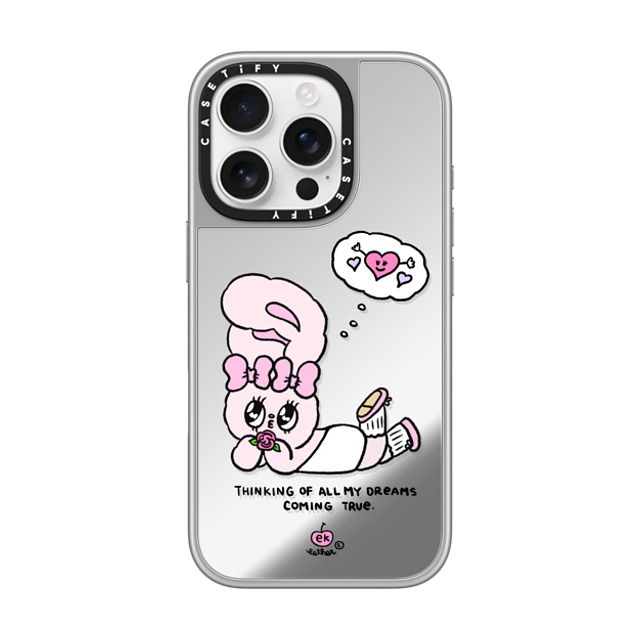 Esther Bunny x CASETiFY iPhone 16 Pro ケース シルバー (シルバーバンパー) ミラーケース MagSafe対応 Dreams Come True