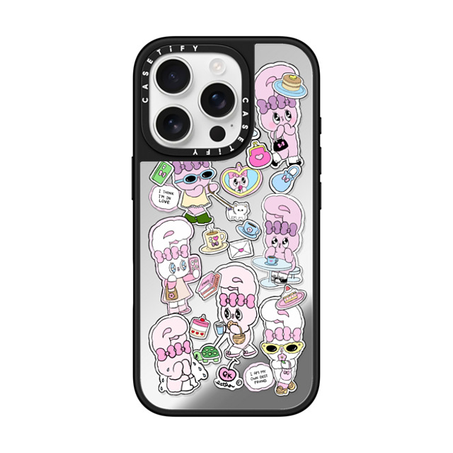 Esther Bunny x CASETiFY iPhone 16 Pro ケース Silver on Black ミラーケース MagSafe対応 Bunny Life