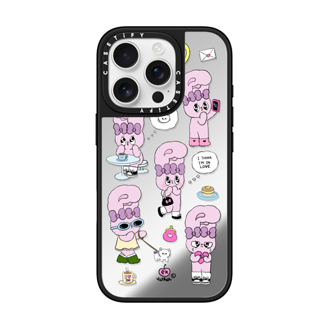 Esther Bunny x CASETiFY iPhone 16 Pro ケース Bunny,Cartoon Silver on Black ミラーケース MagSafe対応 I think I'm in love Father's Day Esther Bunny x CASETiFY iPhone 16 Pro ケース Bunny,Cartoon Silver on Black ミラーケース MagSafe対応 I think I'm in love Father's Day